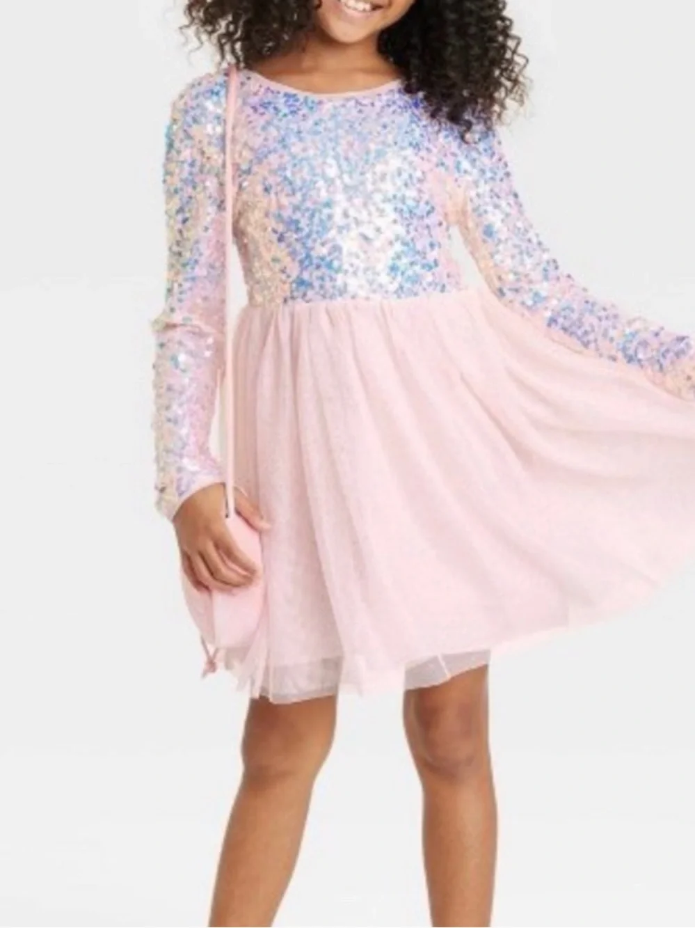 Cat & Jack Pink Sequin Tulle Dress for Girls Size XS 4/5